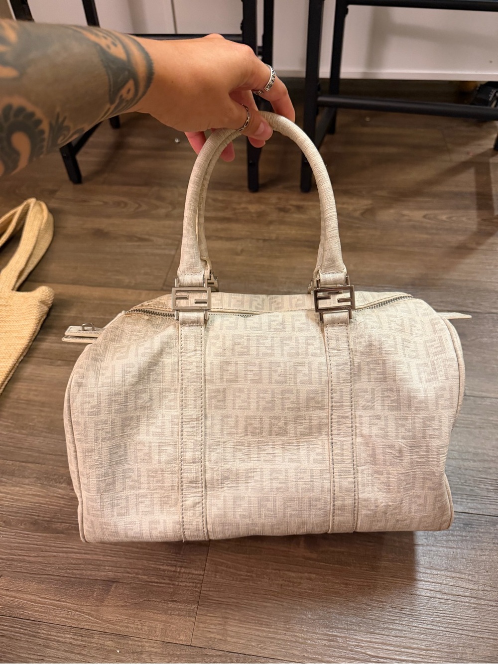 Fendi Beige Zucca Canvas Top-Handle Satchel